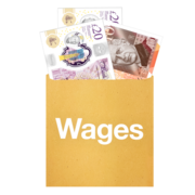 A wage packet with money 