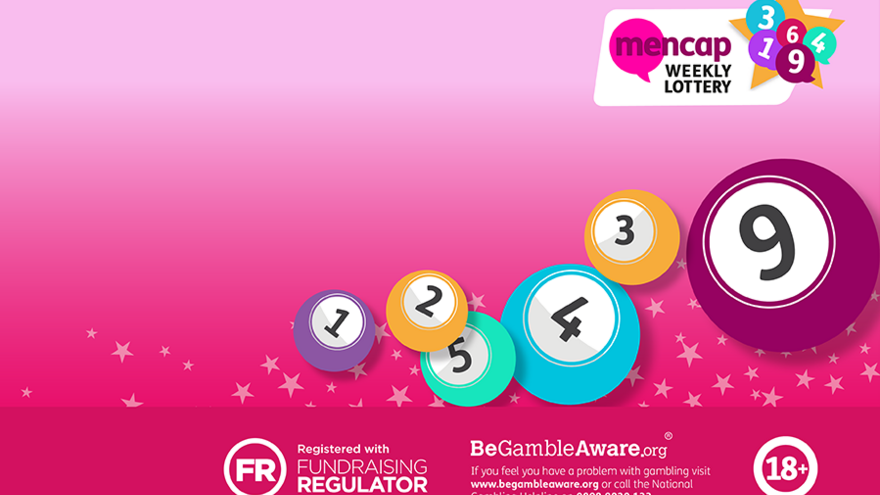 Six numbered pool balls on a pink background with the mencap logo