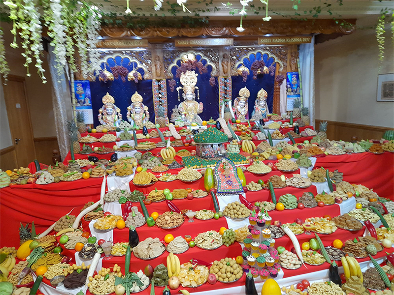 Inside a Hindu temple during Diwali