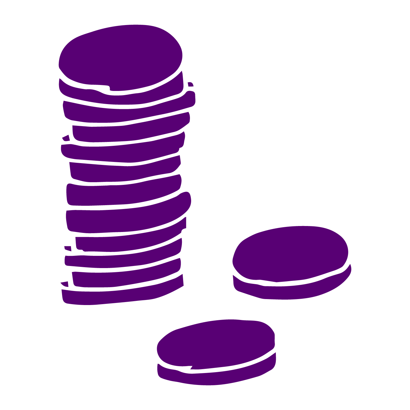 Stack of coins purple icon