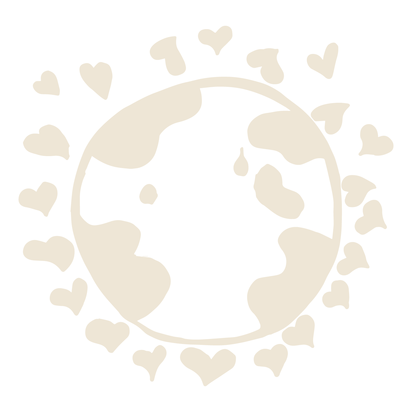 World surrounded by love hearts oatmeal icon