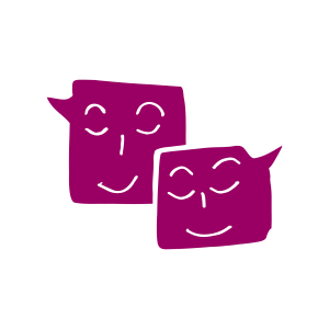 2 smiley speech bubbles maroon icon