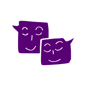 Smiling speech bubbles purple icon