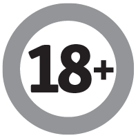 a sign in black and white saying 18+