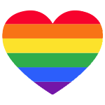 A heart shape of rainbow colours