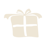 An oatmeal coloured drawing of a present with a bow on top