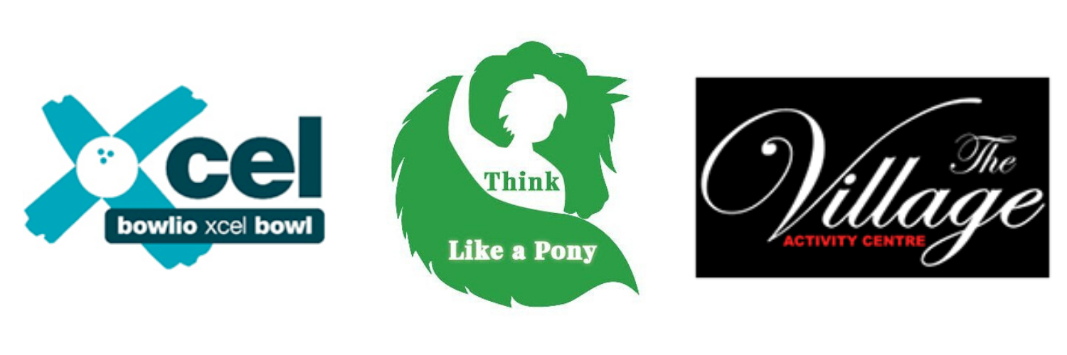 Xcel Bowl, Think Like A Pony and The VillageActivity Centre logos