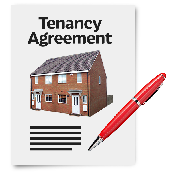 A picture of a tenancy agreement document with a pen.