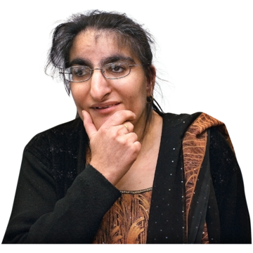 A lady thinking of an answer