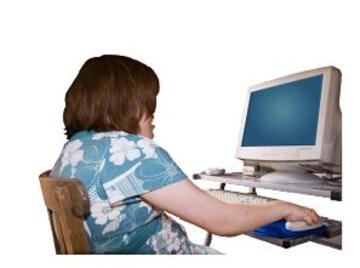 A woman using a computer