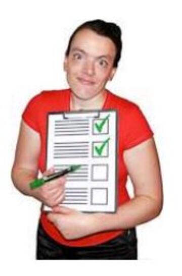 a woman pointing to a form with her pen