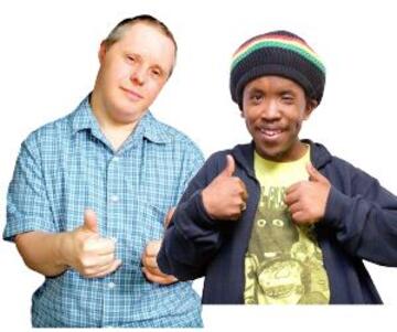 Two men with their thumbs up