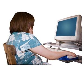 A woman using a computer