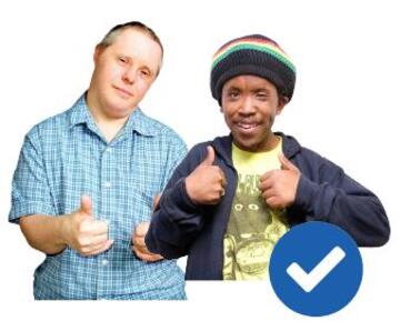 Two men with their thumbs up