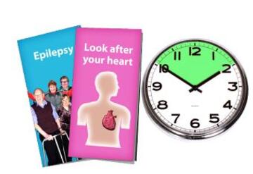 Easy read leaflets and a clock