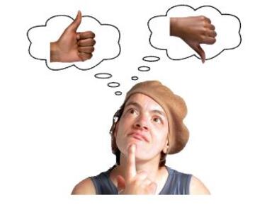 A woman thinking about saying yes or no