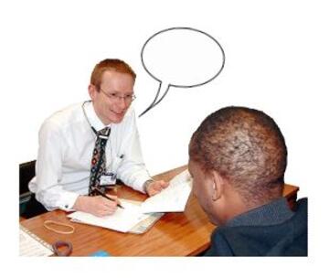 A doctor asking a patient a question