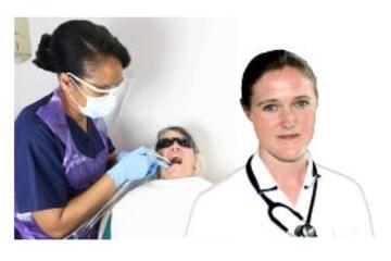 A dentist with a patient and a doctor