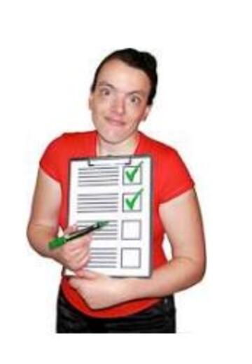 a woman pointing to a form with her pen