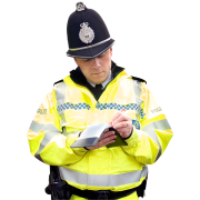 a policeman checking his notes