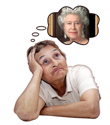 Person looking sad thinking about the Queen