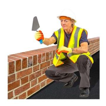 A builder building a wall