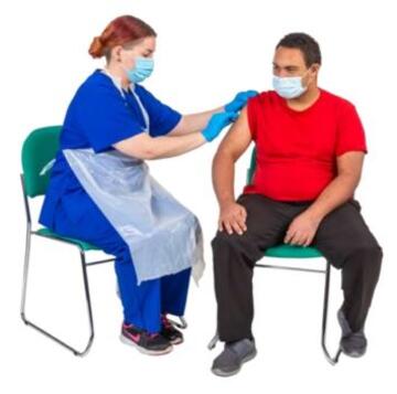A nurse giving a man an injection