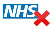 The NHS logo with a red cross next to it