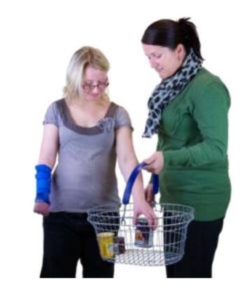 Two people with a shopping basket