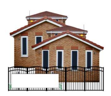 A building behind a fence