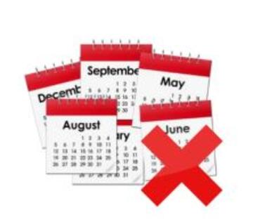 Lots of calendar pages with a red cross next to them