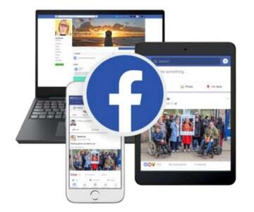 Pictures of facebook posts on a mobile, tablet and laptop