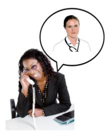 A woman talking on the phone to a healthcare worker