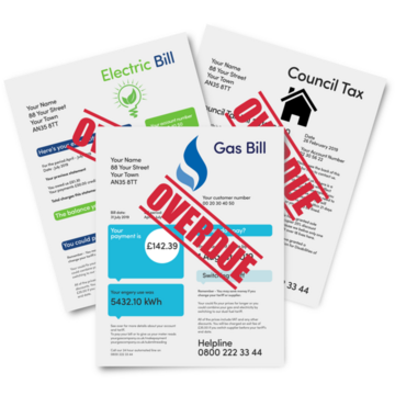 Three household bills. All are overdue.
