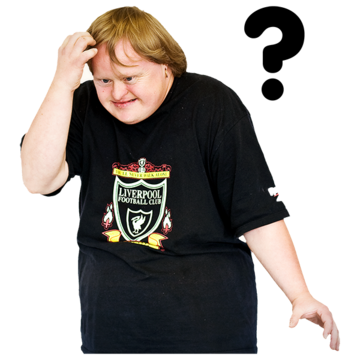 A man looking confused with his hand on his head and a question mark symbol next to him