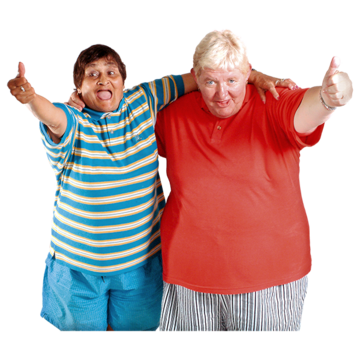 Two friends with their arms around each other