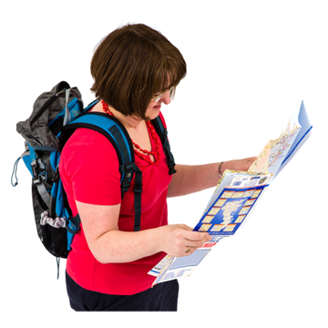 A woman looking at a map