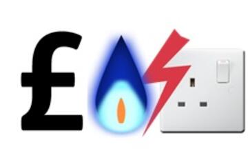 A pound sign next to a gas flame and an electric socket