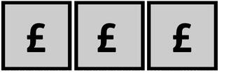 3 grey squares, each with a pound sign inside of them.