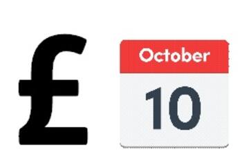 A pound sign next to a calendar dated 10th October