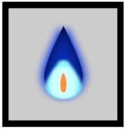 a grey square with a black border around it.  Inside the square is a gas flame.