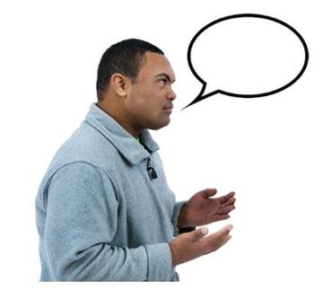 A picture of a man explaining something to someone