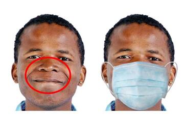A picture of a man to show where the face covering needs to be worn (over the mouth and nose area)