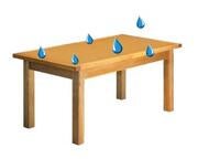 A table with droplets on it