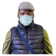 A man wearing a face covering