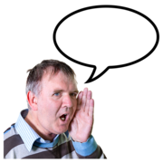 A man shouting with a speech bubble