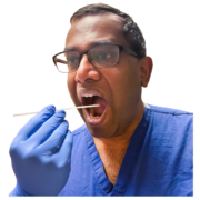 A man with his mouth open taking a swab test