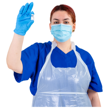 A nurse holding a vaccine bottle.
