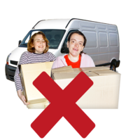 A red cross over a picture of two people moving out as they haven't told their landlord