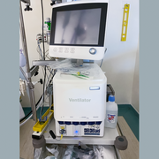 A photograph of a hospital ventilator machine